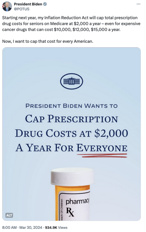 POTUS cap drug costs for everyone